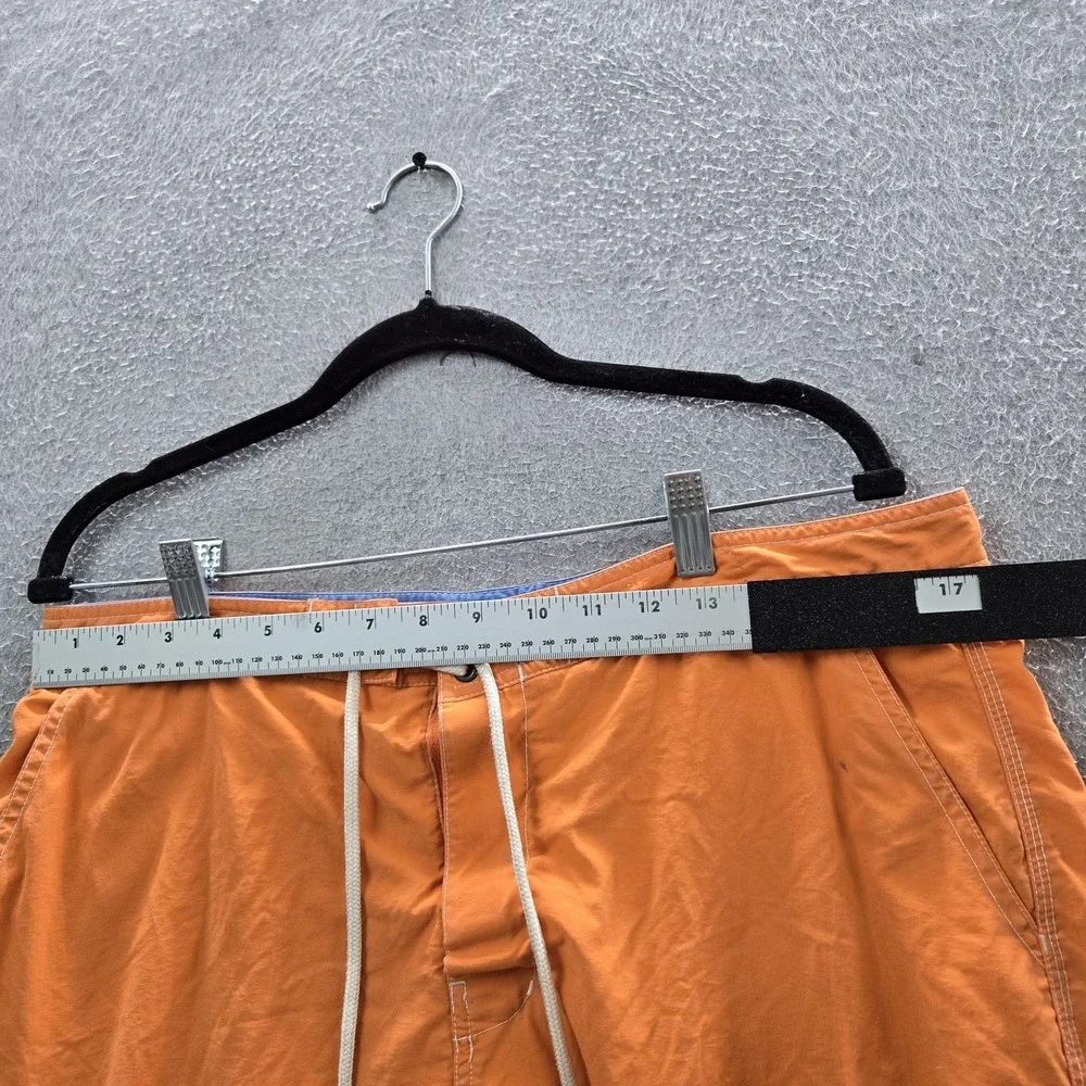 VINTAGE Polo Ralph Lauren Men Swimwear 34 Orange Embroidered Swim Trunks Logo